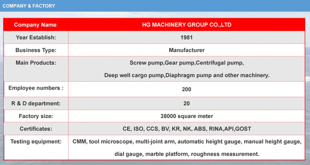 Marine Positive Displacement Twin Screw Heavy Fuel Oil Pumps with Classification Society Certificate